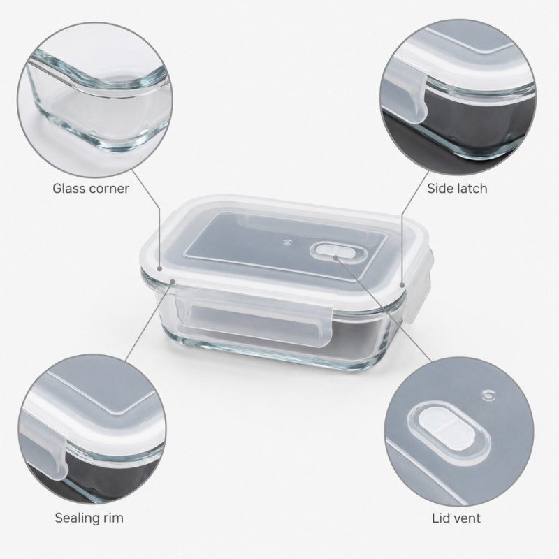 Soft Hold Lunch Box Designed for Meal Prep &amp; On-the-Go Dining – Transparent (H-5.5 X W-14cm X L-10cm)