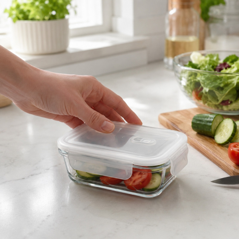 Soft Hold Lunch Box Designed for Meal Prep &amp; On-the-Go Dining – Transparent (H-5.5 X W-14cm X L-10cm)