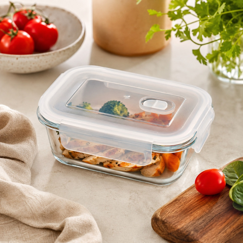 Soft Hold Lunch Box Designed for Meal Prep &amp; On-the-Go Dining – Transparent (H-5.5 X W-14cm X L-10cm)