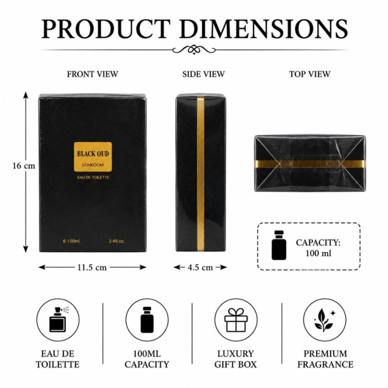 Classic Parfume – Black Premium Quality (100ml | 16 x 11.5 x 4.5 cm)