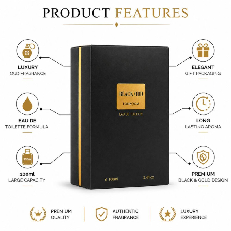 Classic Parfume – Black Premium Quality (100ml | 16 x 11.5 x 4.5 cm)