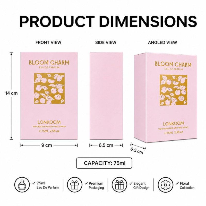 Elegant Parfume – Pink Premium Quality (75 ml | 14 x 9 x 6.5 cm)