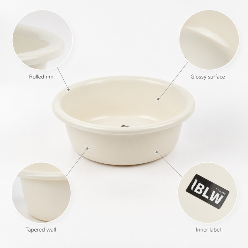 Prime Lock Plastic Bowl Designed for Everyday Cooking &amp; Kitchen Excellence – Beige (H-12.5cm x W-34.5cm)