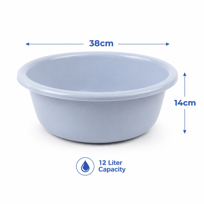 Supreme Hold Plastic Bowl Designed for Everyday Cooking &amp; Kitchen Excellence – Light Blue (H-14, DIA-38 CM)