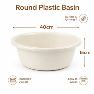Light Line Plastic Bowl Designed for Everyday Cooking &amp; Kitchen Excellence – Ivory (DIA-40, T-15 CM)