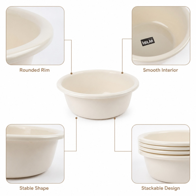 Supreme Line Wash Bowl Designed for Home & Professional Cleaning – Beige (H-16, DIA-46 CM)
