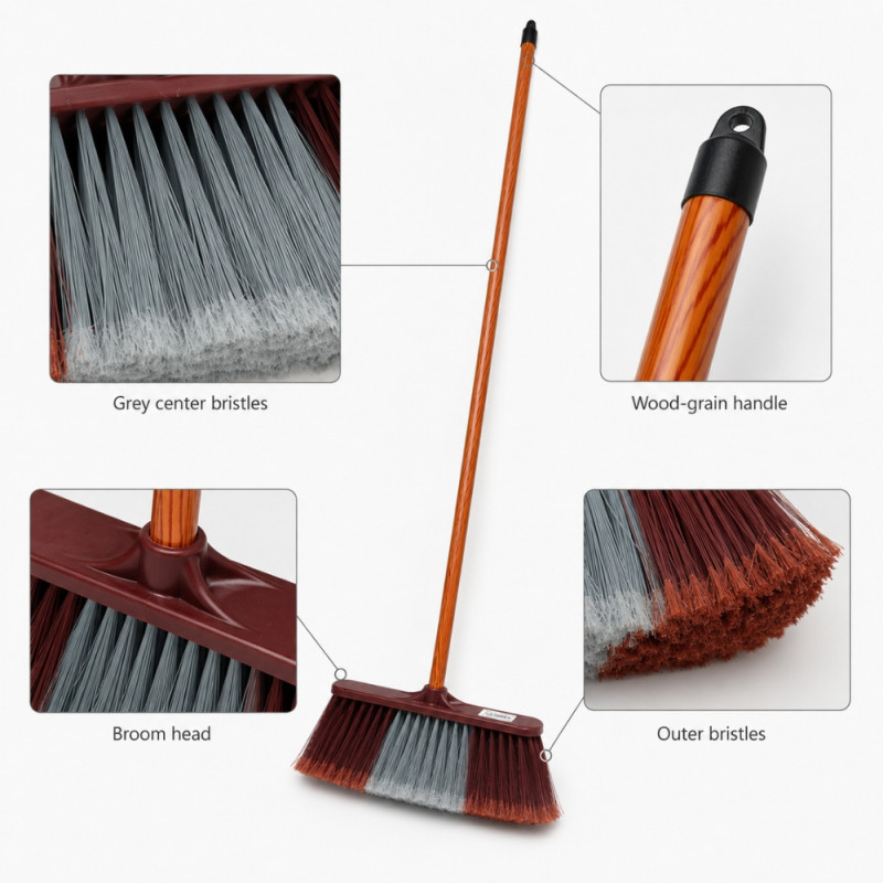 Brown Wooden Broom – Brown (H-130cm X W-30cm)
