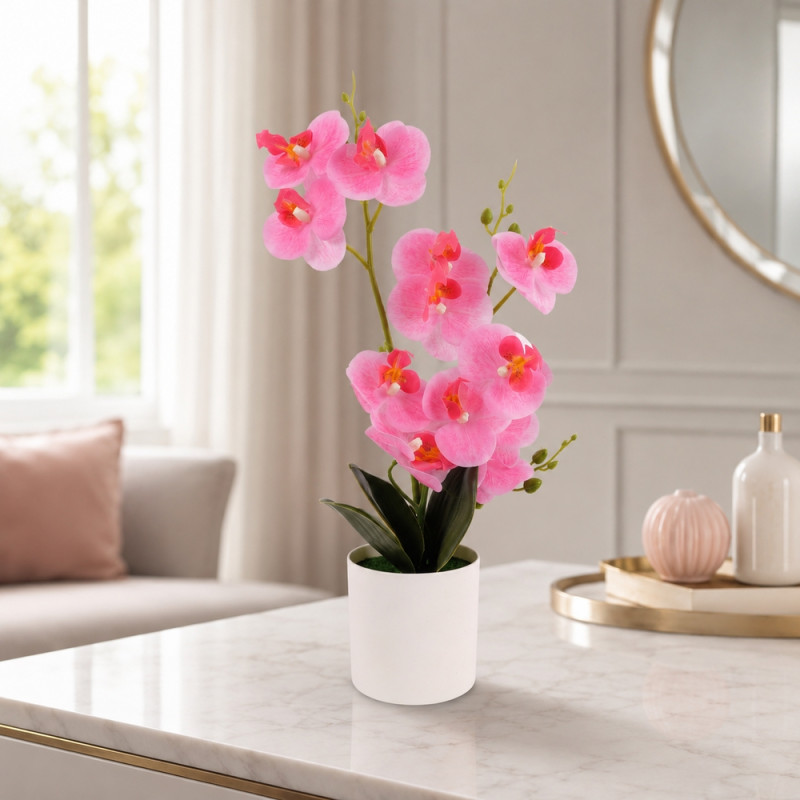 Elegant Orchid in White Pot - Pink (H40cm X W10cm)