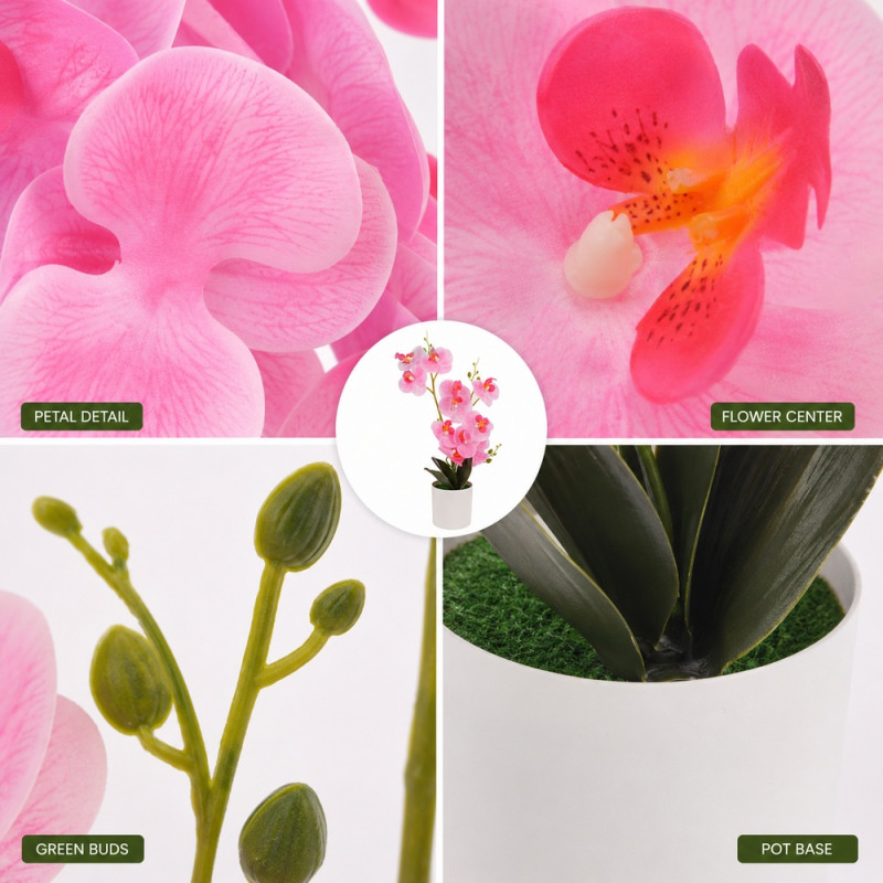 Elegant Orchid in White Pot - Pink (H40cm X W10cm)