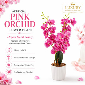 Deluxe Artificial Flowers – Hot Pink Premium Quality (40cm)