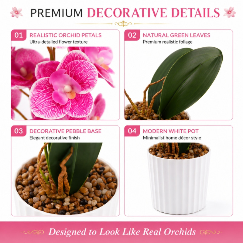 Deluxe Artificial Flowers – Hot Pink Premium Quality (40cm)