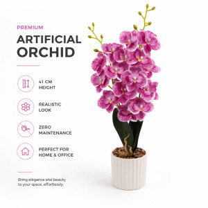 Rose Petal Artificial Orchid Designed for Home Décor &amp; Event Styling – Pink (H-41 CM)