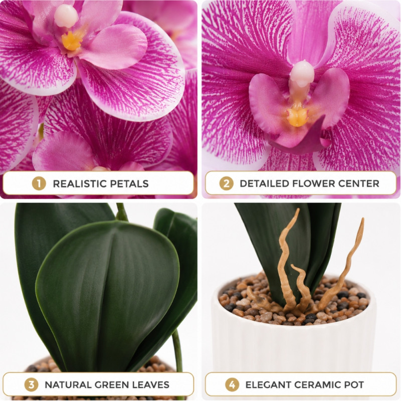 Rose Petal Artificial Orchid Designed for Home Décor &amp; Event Styling – Pink (H-41 CM)