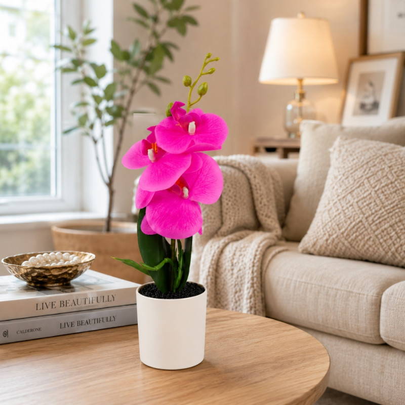 Coral Style Artificial Orchid Designed for Home Décor & Event Styling – Pink (H-34, W-7.5 CM)
