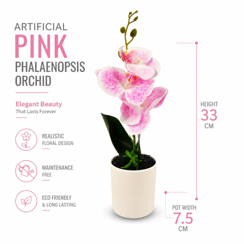 Sakura Pink Artificial Orchid Designed for Home Décor &amp; Event Styling – Pink (H-33, W-7.5 CM)