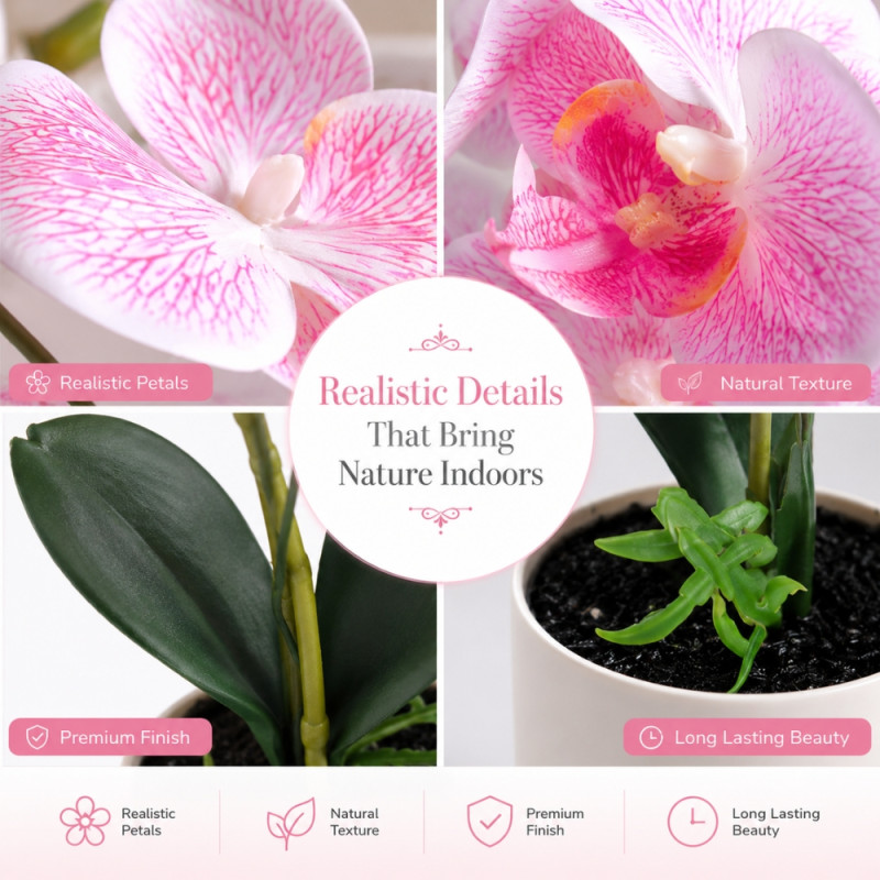 Sakura Pink Artificial Orchid Designed for Home Décor &amp; Event Styling – Pink (H-33, W-7.5 CM)