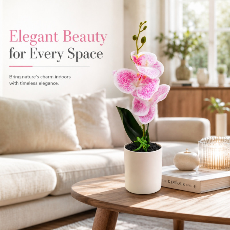 Sakura Pink Artificial Orchid Designed for Home Décor &amp; Event Styling – Pink (H-33, W-7.5 CM)