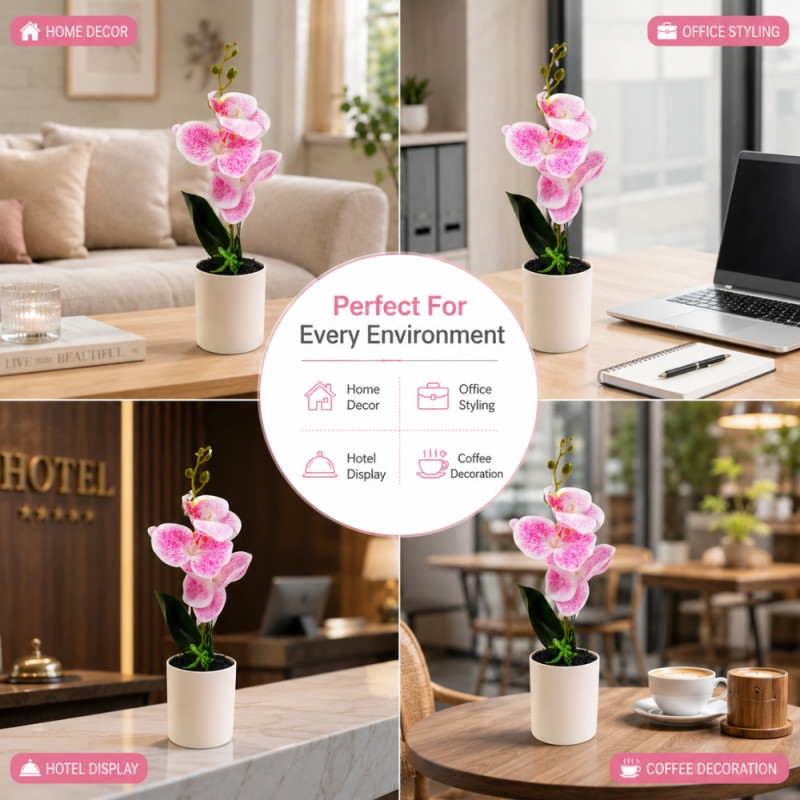 Sakura Pink Artificial Orchid Designed for Home Décor &amp; Event Styling – Pink (H-33, W-7.5 CM)