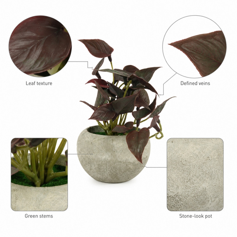 Artificial Flowers in Concrete Pot – Purple (14x8cm)