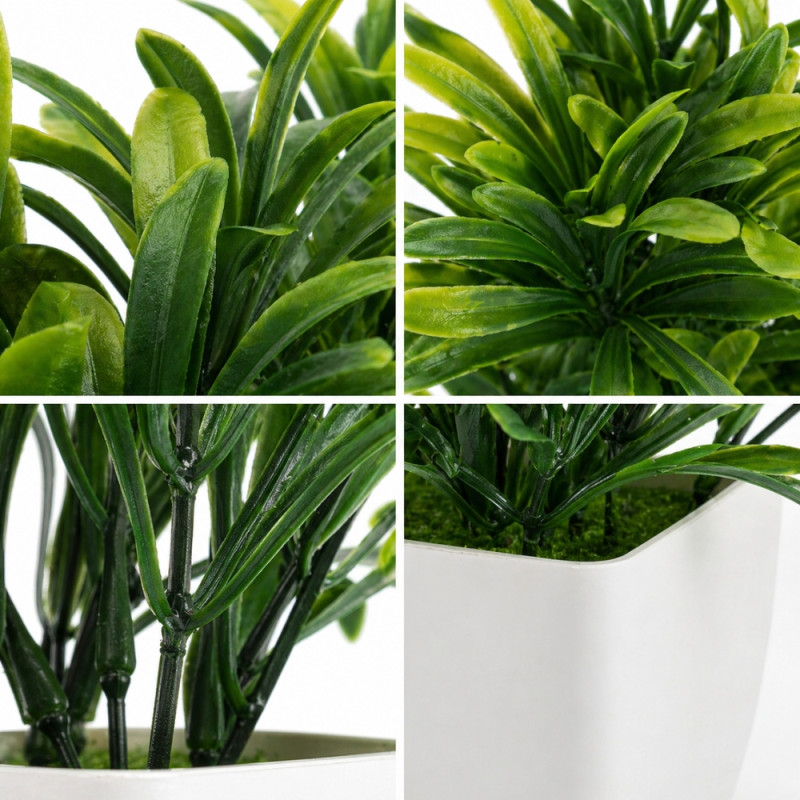 Professional Zvezvia Artificial Dracaena Tree – Green & White Planter (23cm)