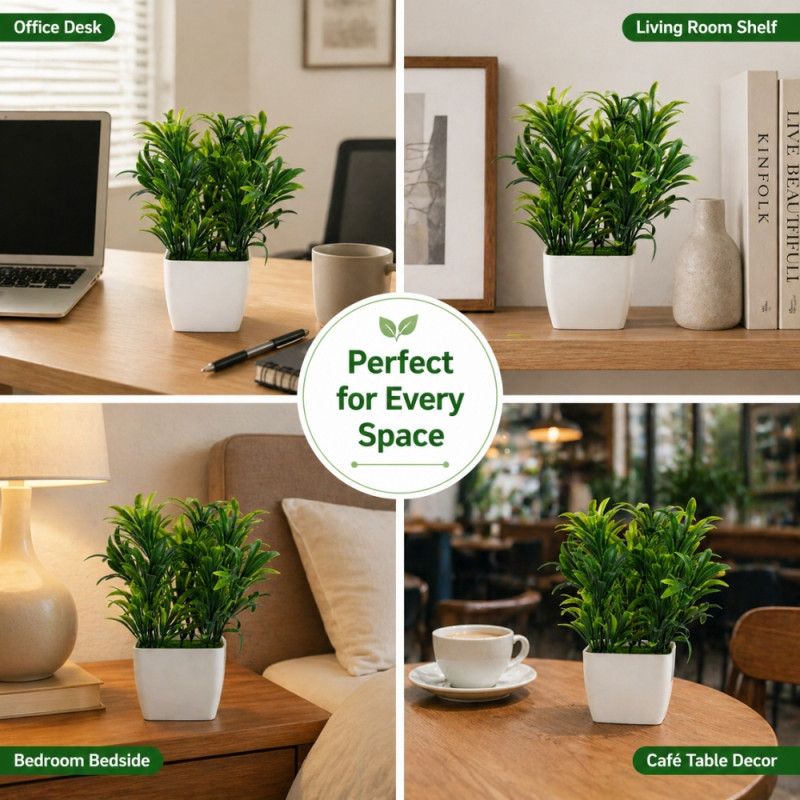 Professional Zvezvia Artificial Dracaena Tree – Green & White Planter (23cm)
