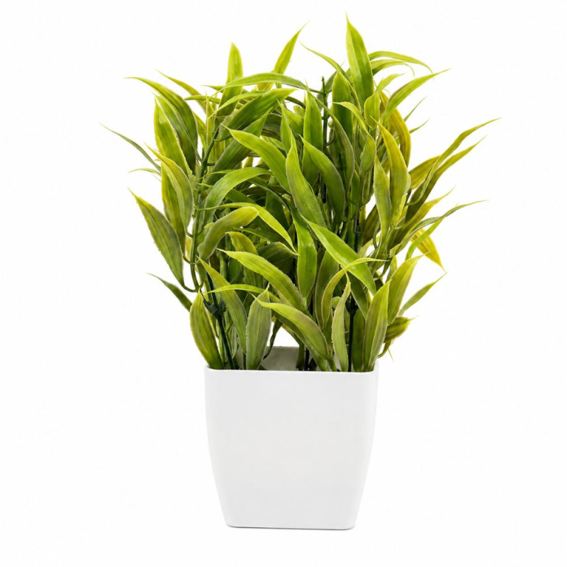 Professional Dekorly Green Artificial Plant – Lush Faux Greenery in White Pot (28cm)