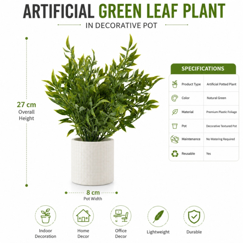 Deluxe Artificial Flower – green Premium Quality (27cm)