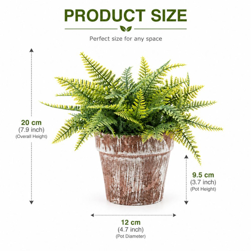 Professional Artificial Fern Potted Plant – Realistic Green Fronds in Distressed Terracotta Pot (20cm)