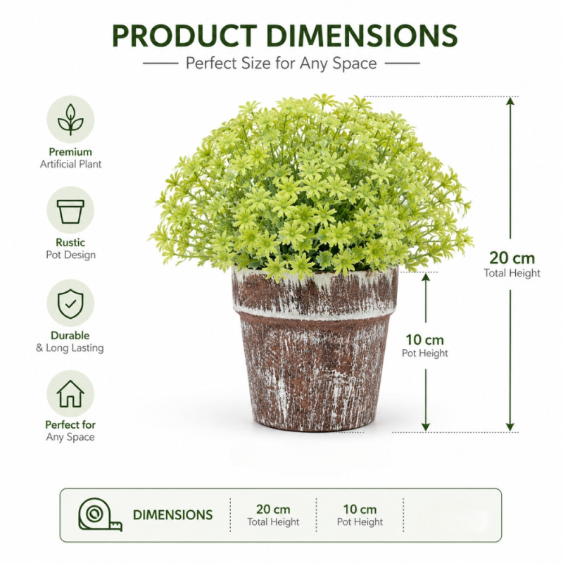 Professional Artificial Sedum Succulent – Vibrant Lime & Brown (20cm)