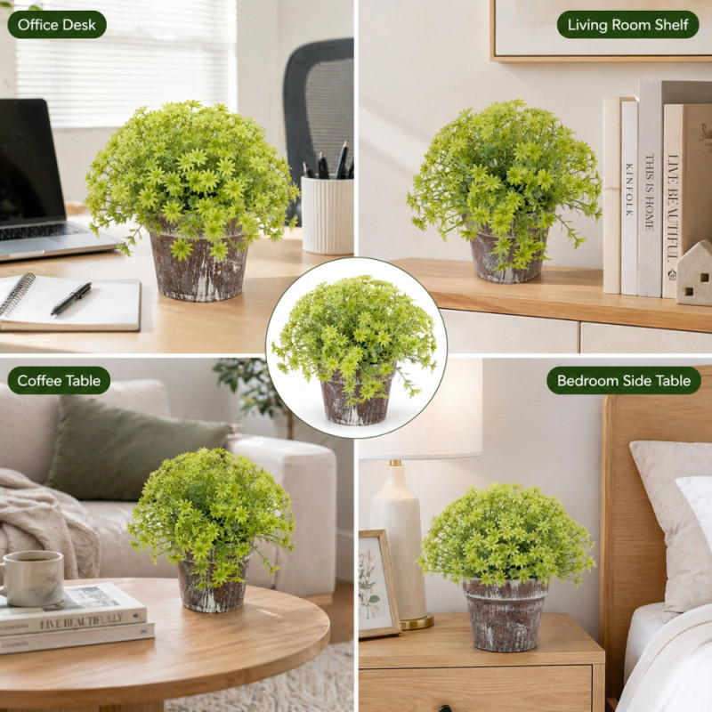 Professional Artificial Sedum Succulent – Vibrant Lime & Brown (20cm)