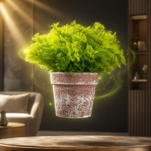 Graceful Glow Artificial Fern Leaf Planter Designed for Home Décor &amp; Event Styling – Light Green (H-22, W-8 CM)