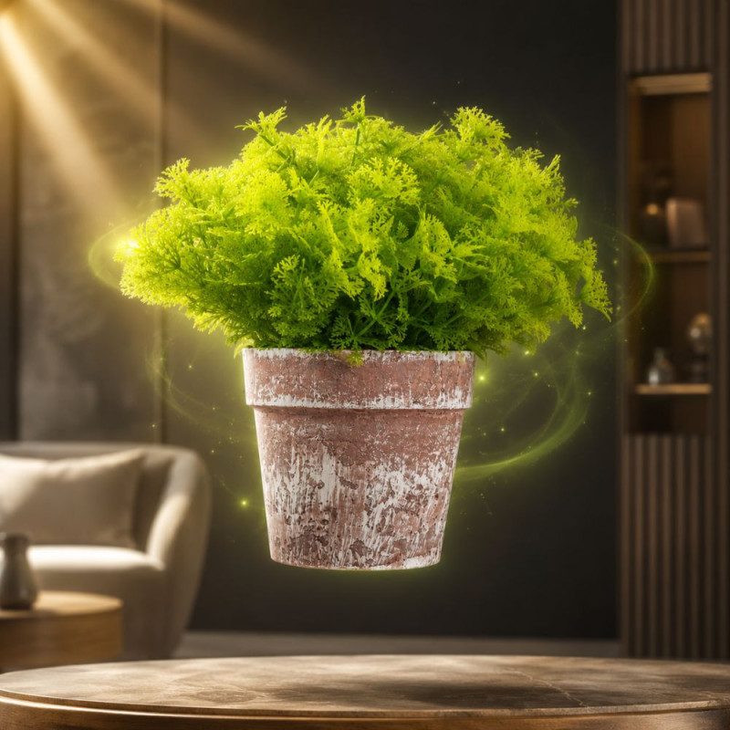 Graceful Glow Artificial Fern Leaf Planter Designed for Home Décor &amp; Event Styling – Light Green (H-22, W-8 CM)