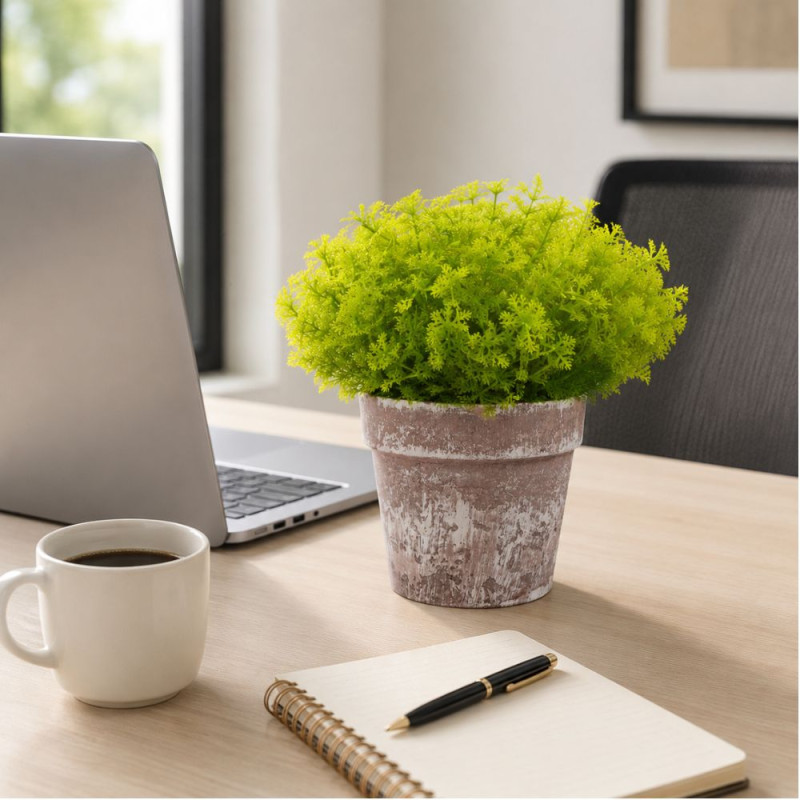 Graceful Glow Artificial Fern Leaf Planter Designed for Home Décor &amp; Event Styling – Light Green (H-22, W-8 CM)