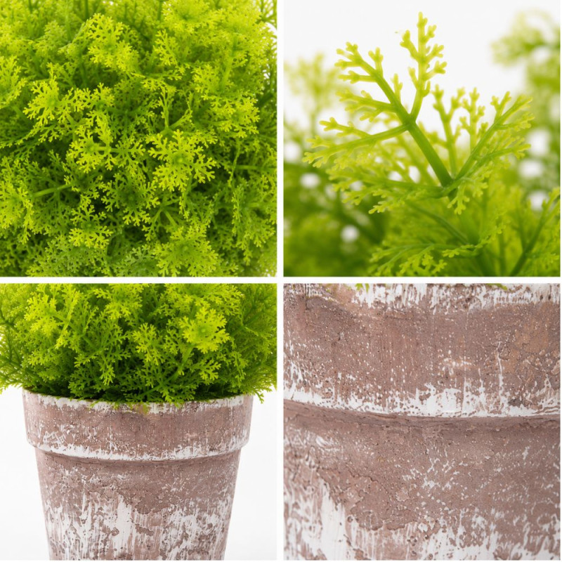 Graceful Glow Artificial Fern Leaf Planter Designed for Home Décor &amp; Event Styling – Light Green (H-22, W-8 CM)
