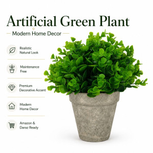Deluxe Artificial Flower – Green Gray Premium Quality (25 x 20 x 10 cm)