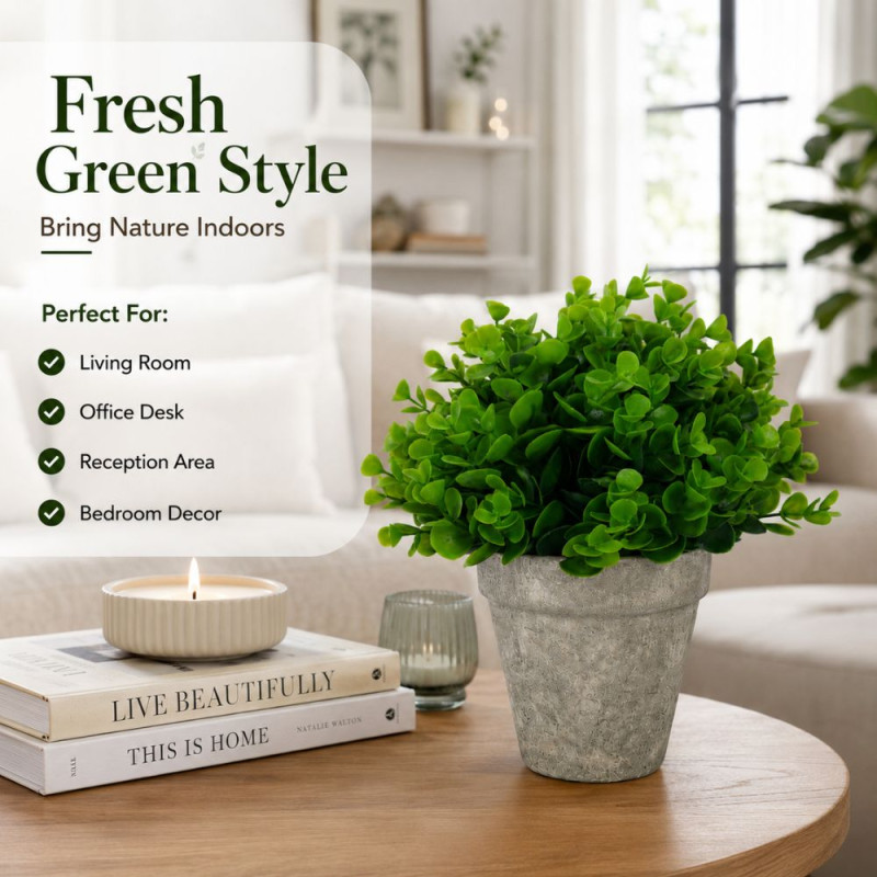 Deluxe Artificial Flower – Green Gray Premium Quality (25 x 20 x 10 cm)