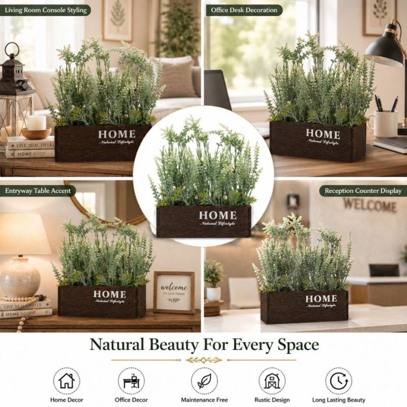 Essential Artificial Flower – Light Green Brown Premium Quality (35 x 18 x 8 x 9.5 cm)