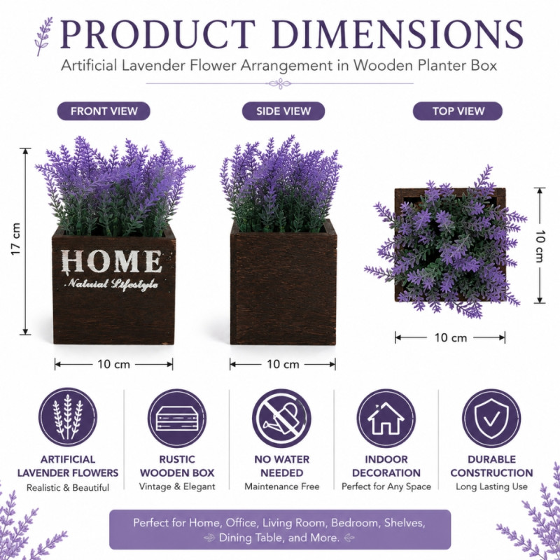 Oak Strong Artificial Flower Designed for Home Décor &amp; Event Styling – Lavender (H-17, W-10, L-10 CM)
