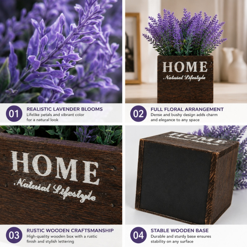 Oak Strong Artificial Flower Designed for Home Décor &amp; Event Styling – Lavender (H-17, W-10, L-10 CM)
