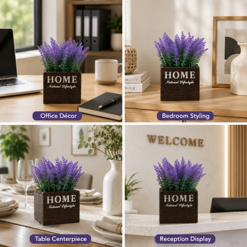 Oak Strong Artificial Flower Designed for Home Décor &amp; Event Styling – Lavender (H-17, W-10, L-10 CM)