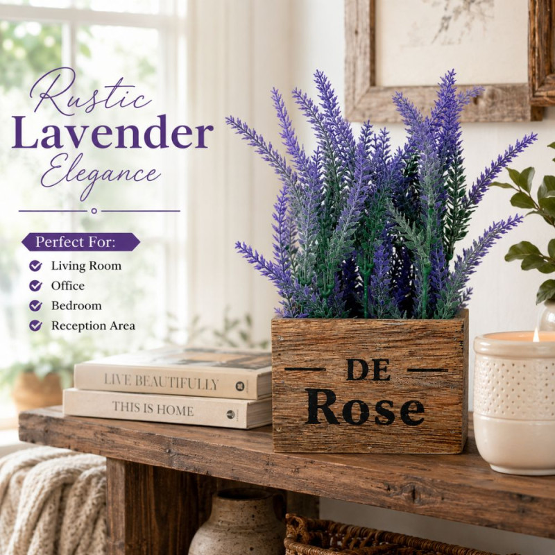 Elegant Artificial Flower – Purple Light Green Wooden Premium Quality (32 x16 x 10 x 8 cm)