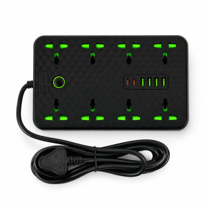 Noir Finish Power Strip Designed for Convenient Power &amp; Connectivity – Black (H-22, W-13.5 CM)