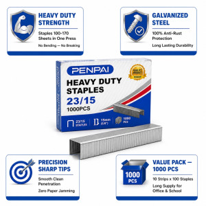 Penpai Heavy Duty Staples – Model 23/15 High-Capacity Silver (15mm) Penpai Heavy Duty Staples – Model 23/15 High-Capacity Silver (15mm)