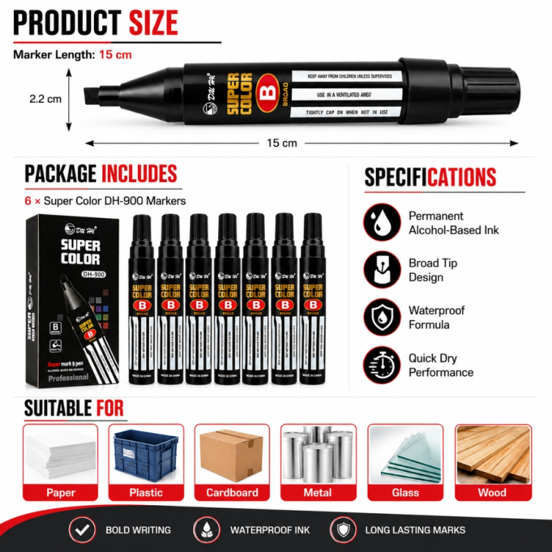 Superior marker – Black Premium Quality (6PCS)