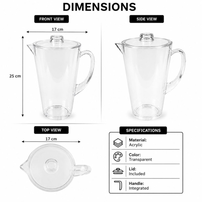 Professional Acrylic Mug – Transparent Premium Quality (15 x 17 cm)