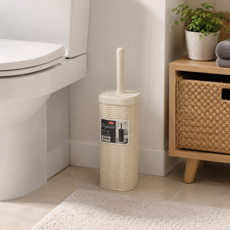 Elegance Toilet Can (H-18.5 cm x W-11.5 cm) – White
