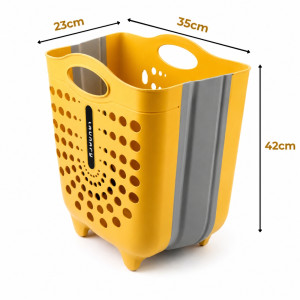 Quality Edge Laundry Basket Designed for Effortless Laundry &amp; Garment Care – Yellow (H-42, W-35, L-23 CM)