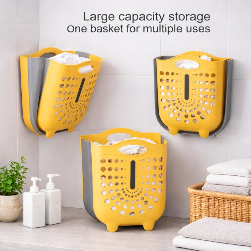 Quality Edge Laundry Basket Designed for Effortless Laundry &amp; Garment Care – Yellow (H-42, W-35, L-23 CM)