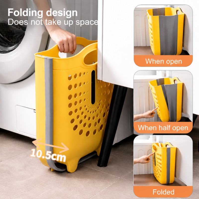 Quality Edge Laundry Basket Designed for Effortless Laundry &amp; Garment Care – Yellow (H-42, W-35, L-23 CM)