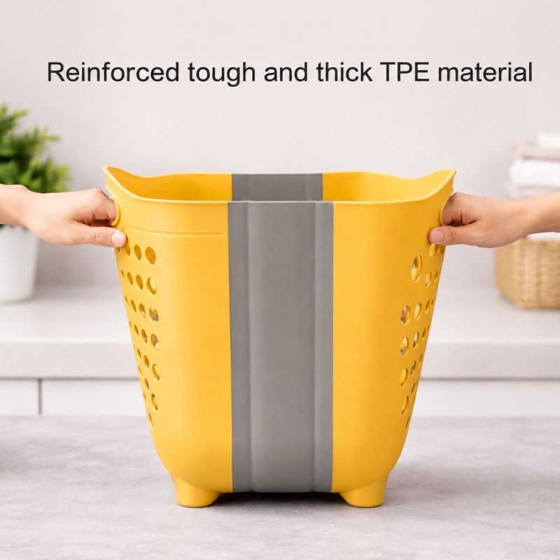 Quality Edge Laundry Basket Designed for Effortless Laundry &amp; Garment Care – Yellow (H-42, W-35, L-23 CM)